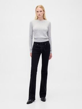 GAP Black Lace-Up Wide Leg Jeans